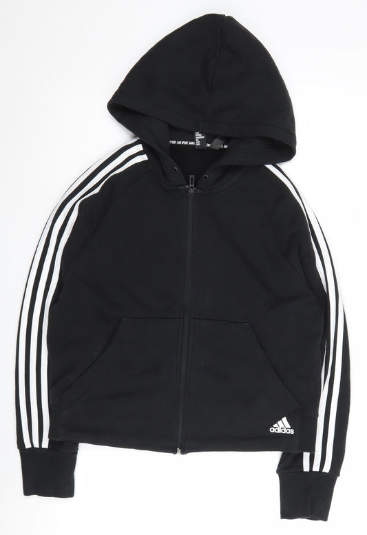 Additional front view of Adidas unisex adults black m full zip hoodie