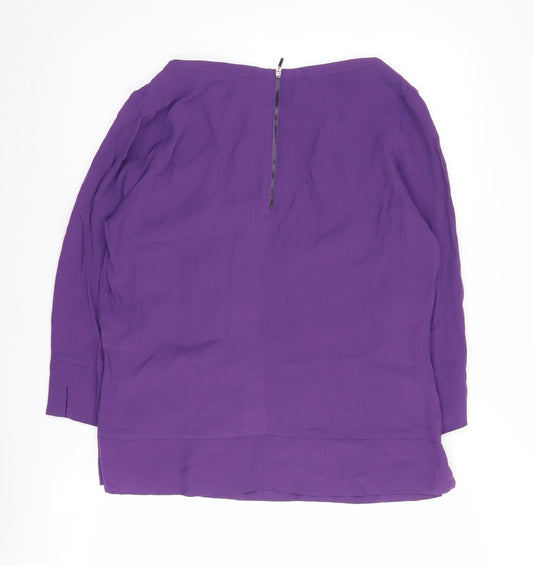 Laura Ashley Women's Purple 3/4 Sleeve Boat Neck Blouse