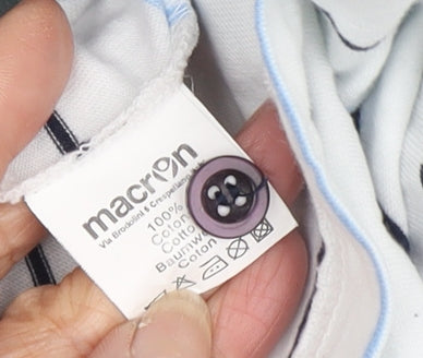 Macron Men's White S Striped Sports Polo Shirt