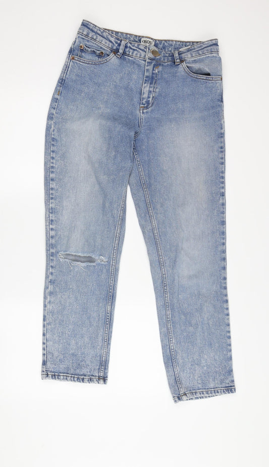 Additional front view of ASOS Women's Blue Straight Jeans, size 28