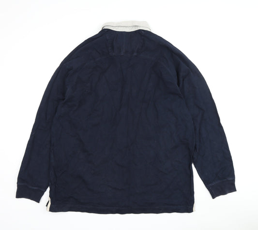 Marks and Spencer Men's Blue Long Sleeve Polo L