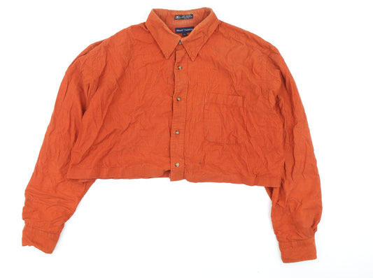 Additional front view of Grant Thomas unisex orange corduroy button-up xl