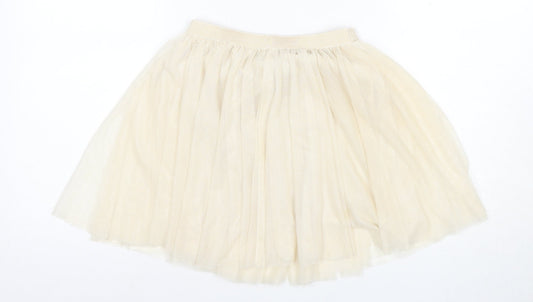 Bershka Women Beige A-Line Skirt M Knee Pleated