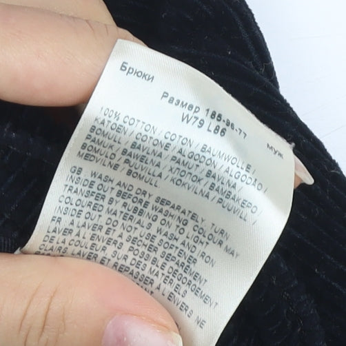 Lee Men's Black Corduroy Tapered Chino Trousers 31