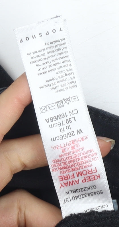 Topshop Women Black Skinny Jeans Size 10 Distressed