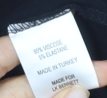 Brand and care label for LK Bennett Women's Black Medium Wrap Blouse