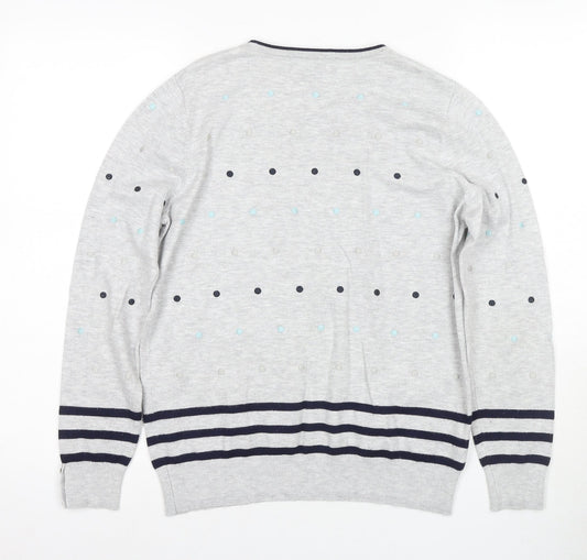 Laura Ashley Women's Grey Polka Dot Jersey Top, Size 12