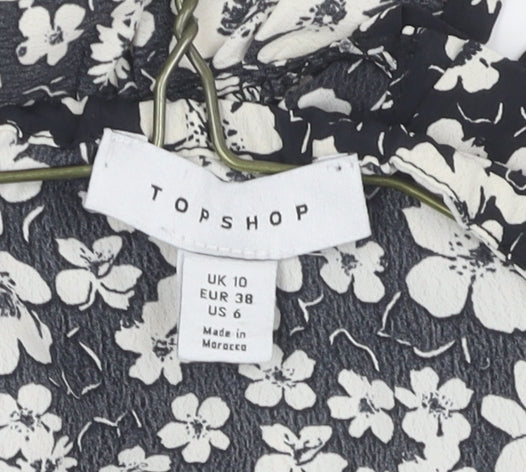 Womens UK Size 10 Topshop Black Cropped Blouse
