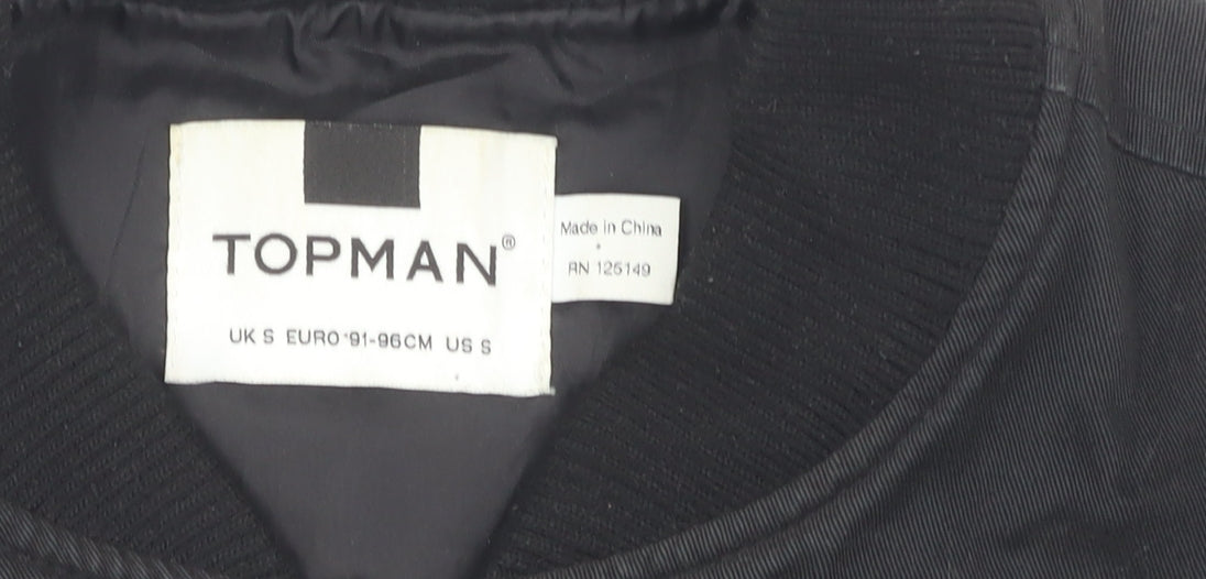 Mens UK Size S Topman Black Bomber Jacket