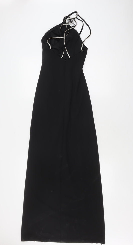 New Look Black Bodycon Dress 8 Long Women Party Rhinestone