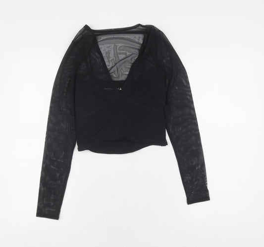 Womens UK Size S Abercrombie & Fitch Black Cropped Blouse