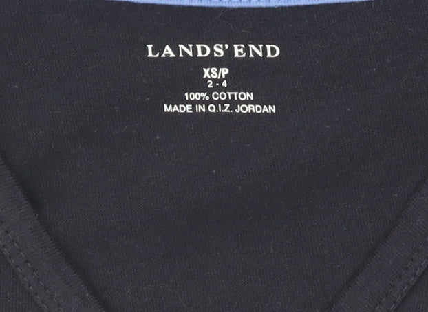 Lands' End Women Black XS V-Neck T-Shirt