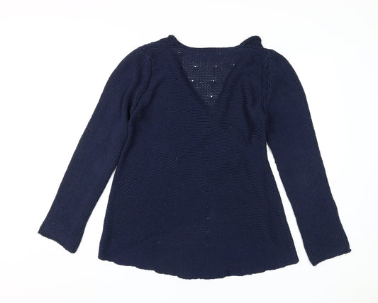 Womens UK Size M Per Una Blue Wrap Jumper