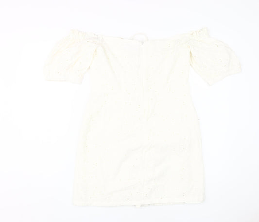 ASOS Women's Ivory Off-Shoulder Bodycon Dress Size 12
