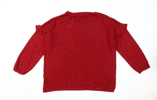 Womens UK Size 18 Kaleidoscope Red Basic T-Shirt