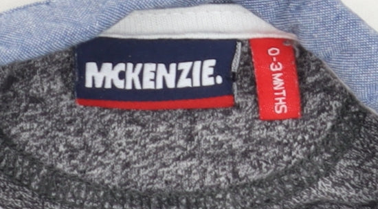 McKenzie Unisex Baby Polo Shirt Grey White 0-3 Months