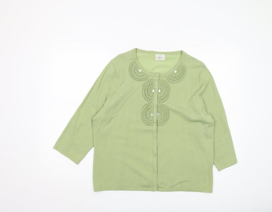 Womens UK Size 12 Eastex Green Cardigan Jumper