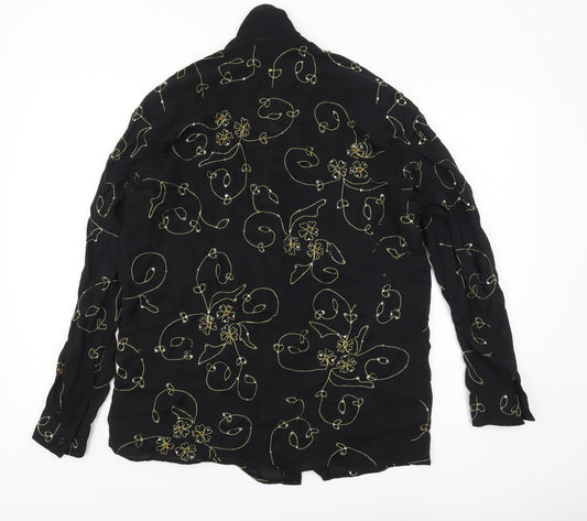 Alexon Women's Black Floral Blouse, Size 14, Elegant