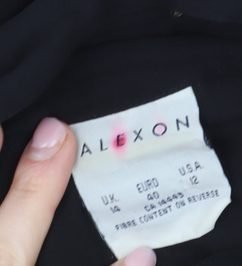 Alexon Women's Black Floral Blouse, Size 14, Elegant