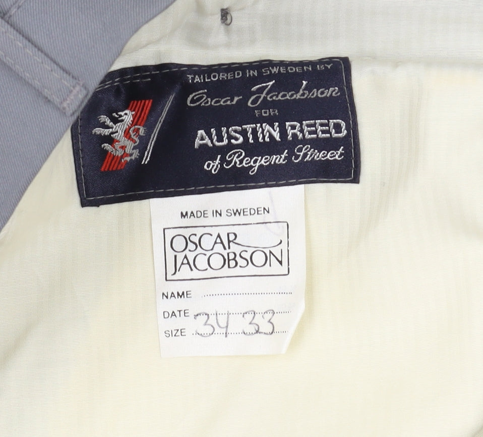 Oscar Jacobson Men's Grey Dress Pants, Size 34, Formal