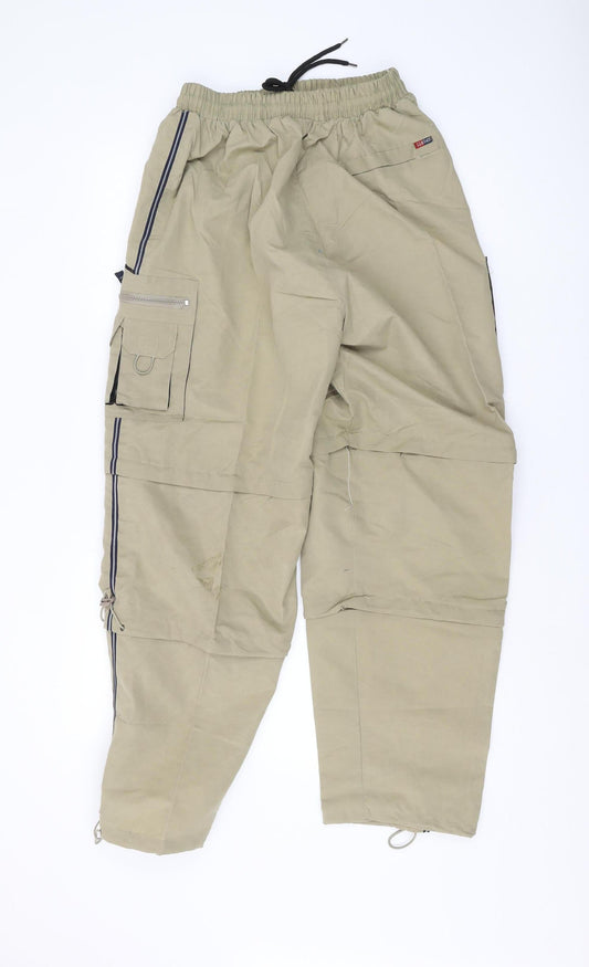 Ling Lang Men’s Beige Cargo Trousers with Zips