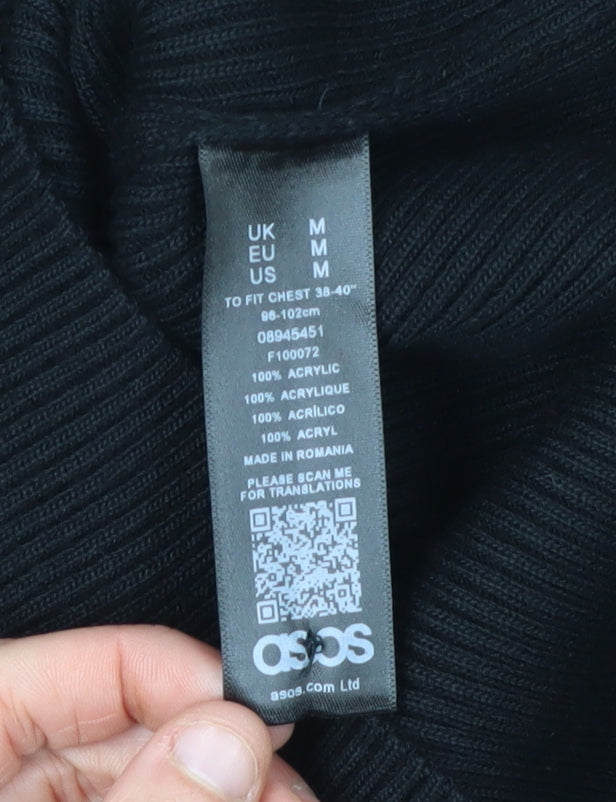 ASOS Men's Black Collared Pullover Jumper M