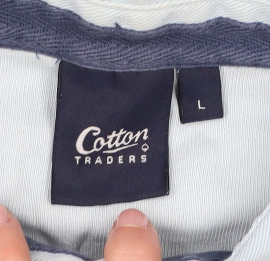 Cotton Traders Men's Blue Colourblock Polo L