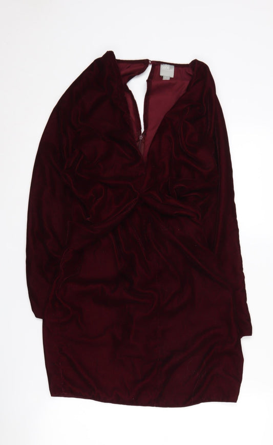 ASOS Women's Red Bodycon Dress Size 6 Velvet Party