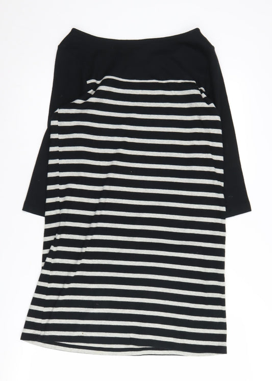 BHS Women's Black Striped Shift Dress Size 12