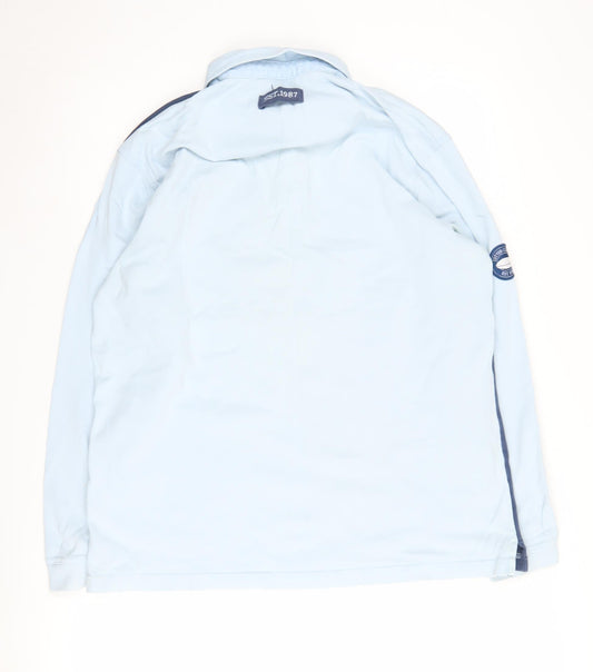 Cotton Traders Men's Blue Long Sleeve Polo L