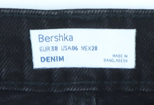 Bershka Women's Black Distressed Straight Jeans Size 10