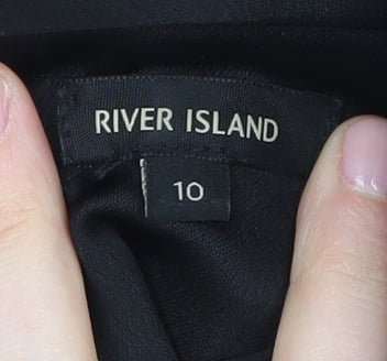Womens UK Size 10 River Island Black Tunic Blouse