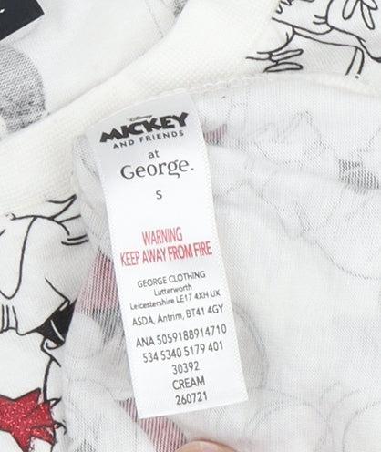 Brand and care label for George Disney unisex adults white mickey mouse t-shirt s