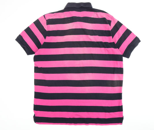 Brook Taverner Men's Polo XL Pink Striped Short Sleeve