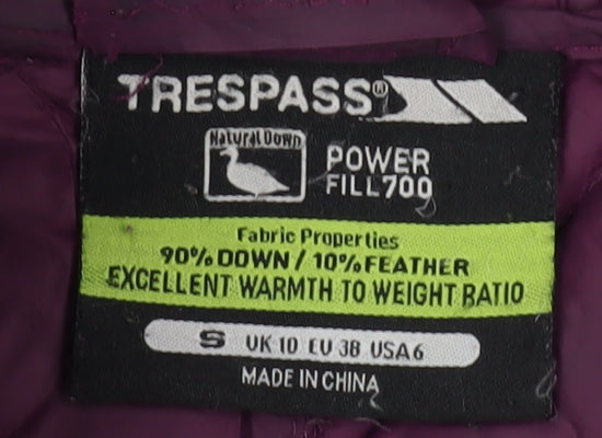 Womens UK Size 10 Trespass Purple Puffer Jacket
