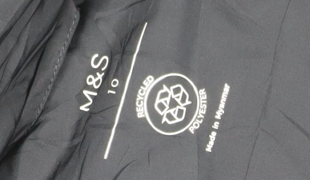 Womens UK Size 10 Marks and Spencer Black Quilted Coat