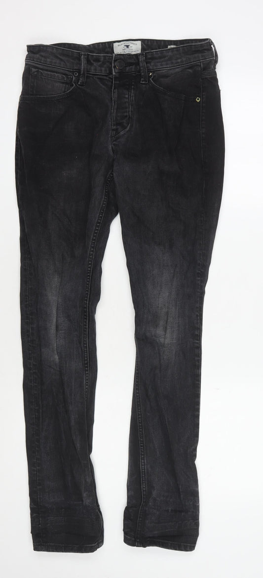 Mens UK Size 31 B. Smith & Co Regular Fit Straight Black Jeans