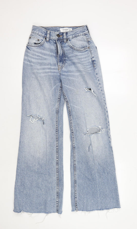 Womens UK Size 4 Pull&Bear Regular Fit Straight Blue Jeans