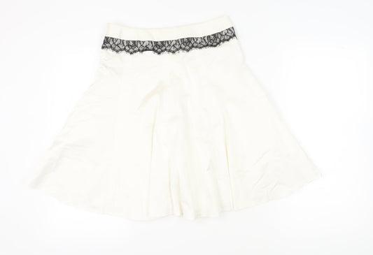 Karen Millen Women's White A-Line Skirt Size 10 Lace Accent