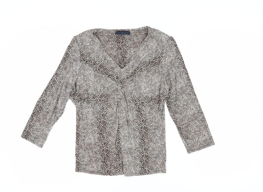 Womens UK Size M Viyella Brown Wrap Blouse