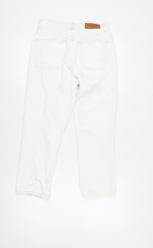 Topshop Women's White Straight Jeans Size 10