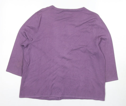 Eastex Women’s Purple Cardigan Size 14, Beaded Accents, 3/4 Sleeve
