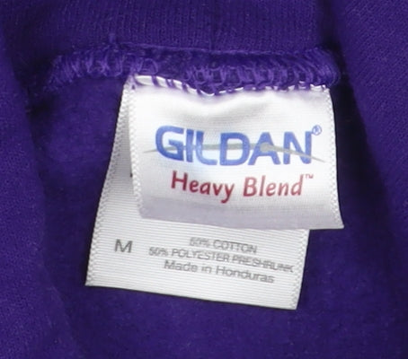 Unisex Adults UK Size M Gildan Purple Pullover Hoodie