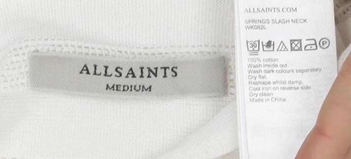 AllSaints Women's Ivory Boat Neck Knit Sweater M