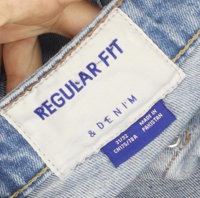 H&M Men's Blue Slim Straight Jeans, Size 8, Light Wash