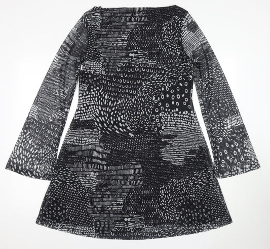 Next Women's Black Geometric Dress, Size 14, Long Sleeve