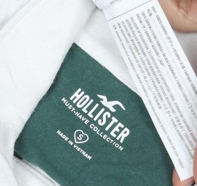 Hollister Men's Green Striped Long Sleeve Polo S