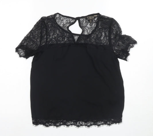 Womens UK Size 8 Lipsy Black Basic Blouse