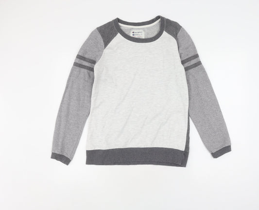 Additional front view of Champion unisex grey colourblock sweatshirt s