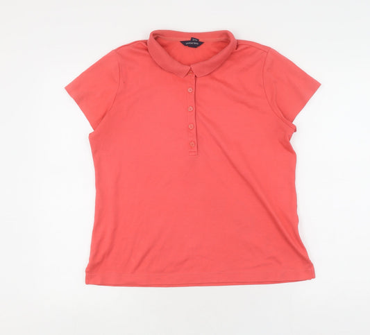 Womens UK Size M Lands' End Red Basic Polo
